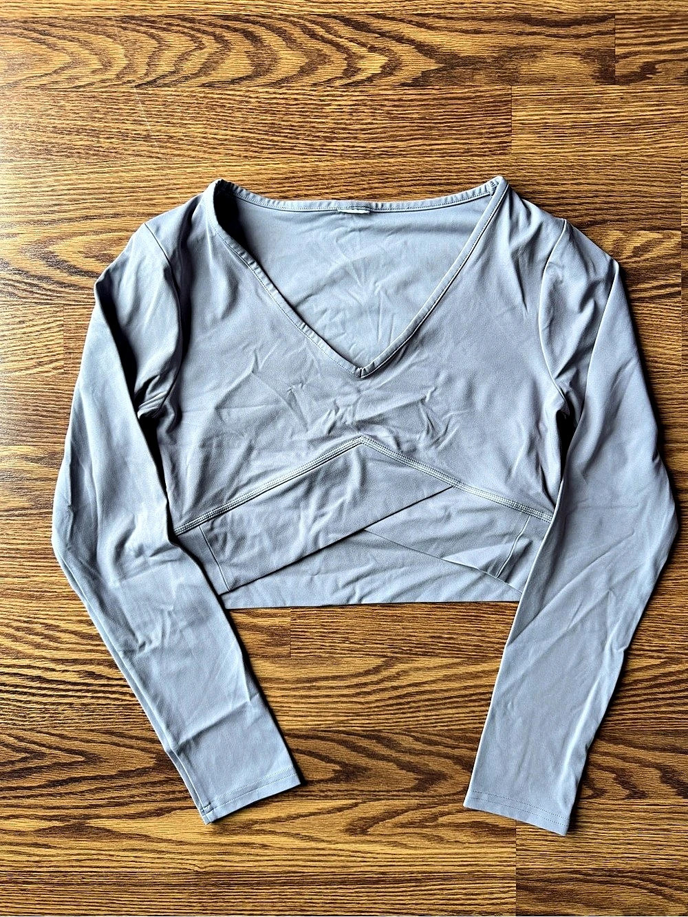 Gymshark Crossover Long Sleeve Crop Top Gray